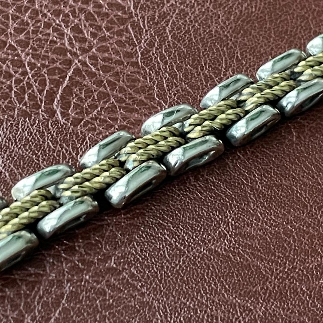 シルバー925 メキシコ ツートーン パンサー チェーンブレスレット メンズ