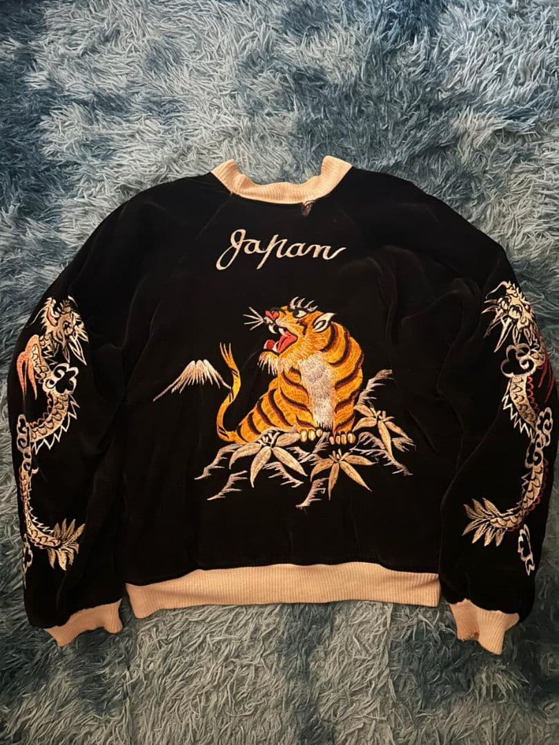 超スペシャル　５０ｓ　ヴィンテージ　スカジャン　中綿 黒 別珍 虎 鷲