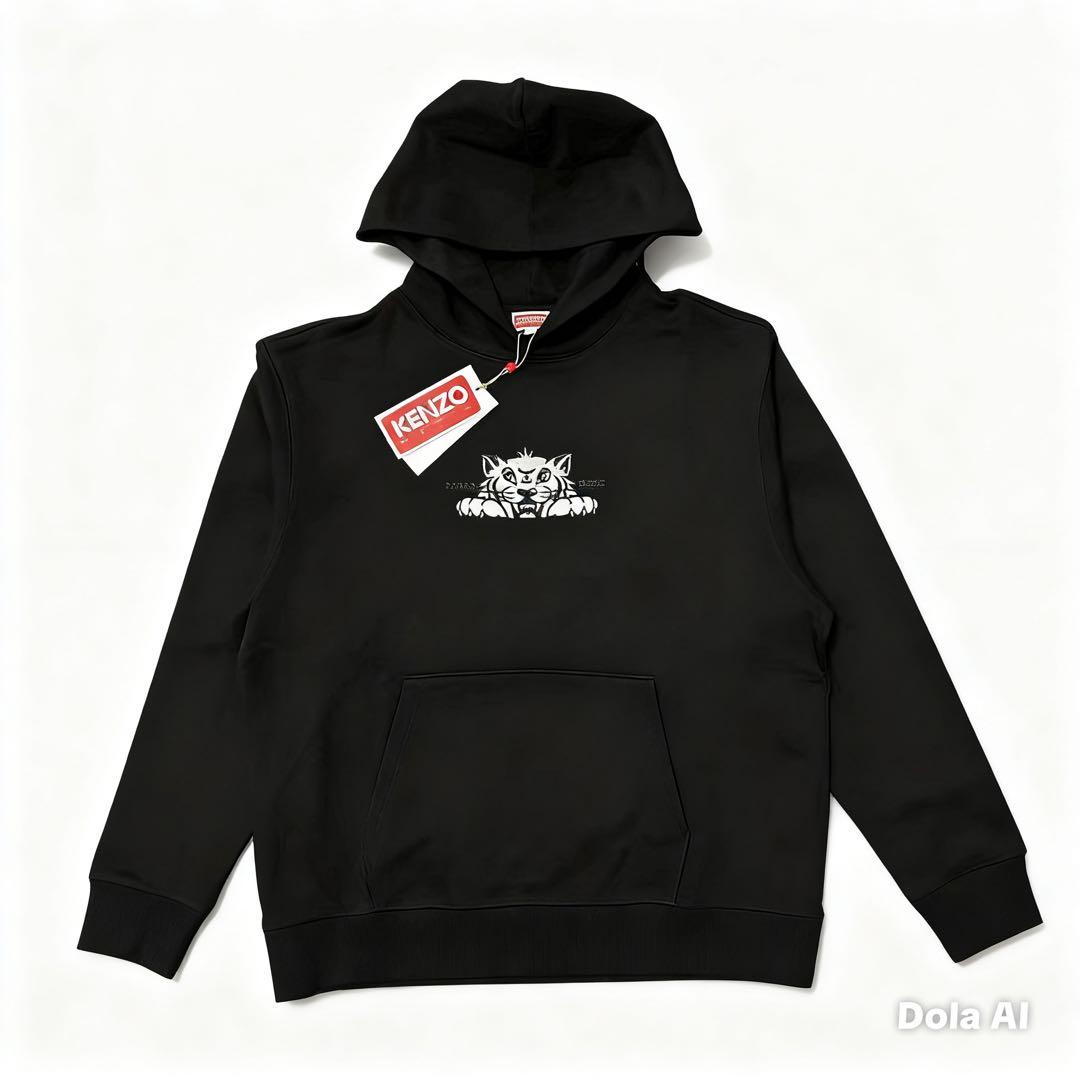 KENZO ブラック パーカー 虎刺繍　XLサイズ。
