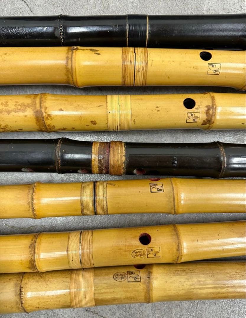 SNT323 都山流 尺八 仙秋銘 露秋 高級 銀 7本セット ハードケース