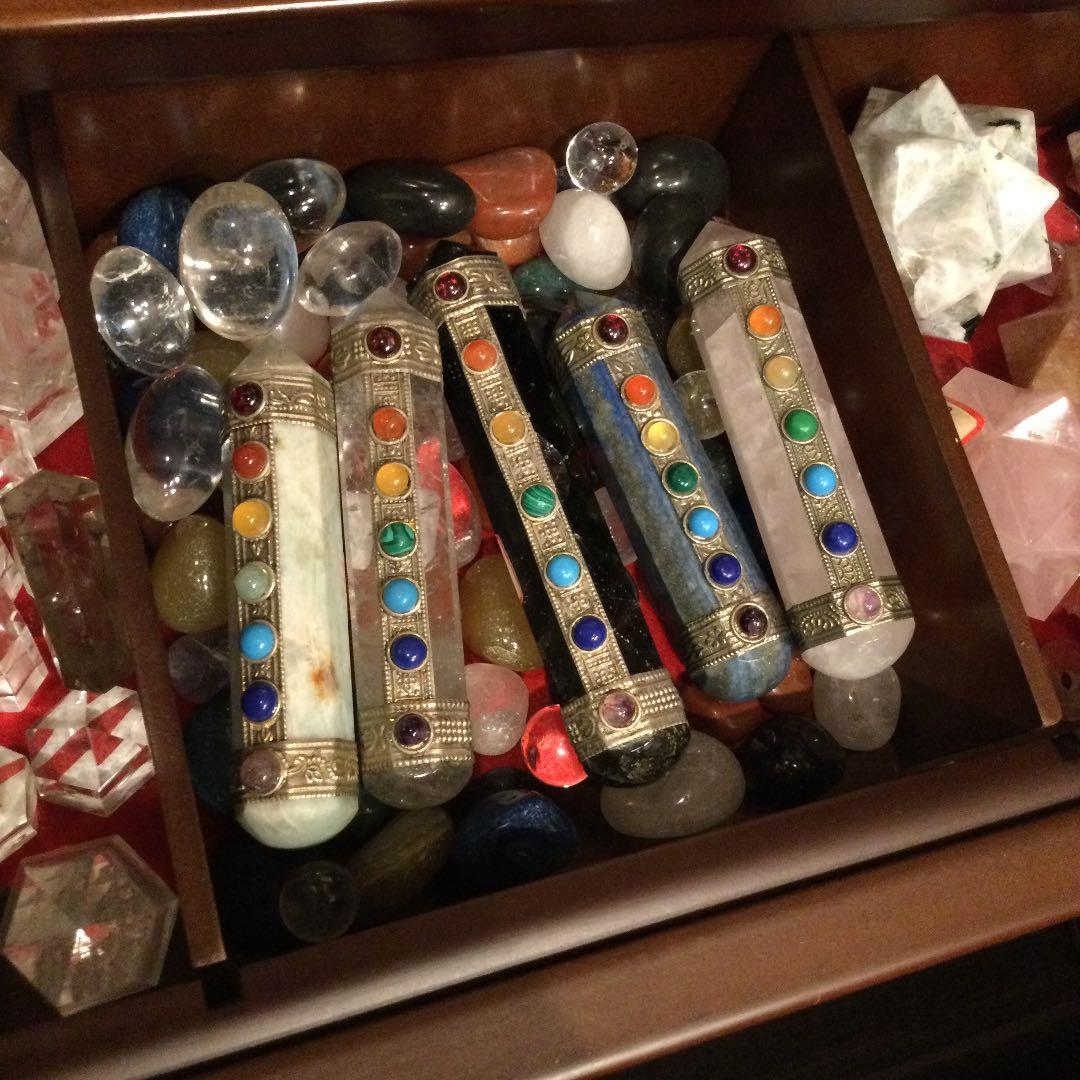 ヒーリングスティック チャクラ ストーン ヒマラヤの秘伝の書付 展示品　5本