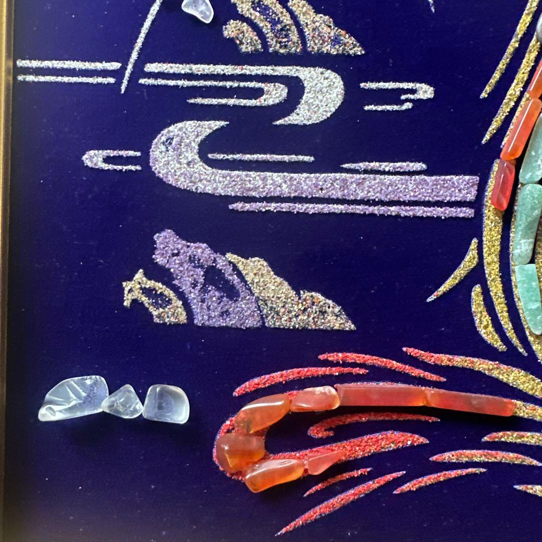 貴石画 天然石絵画 宝石画 鳥 鶏 縁起物 インテリア 風水 ア-ト 美術品