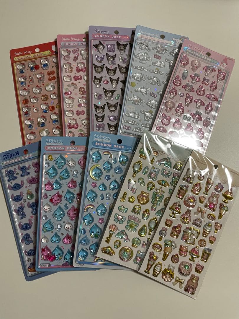 サンリオ　ボンボンドロップシール　第一弾　まとめ売り　しずくちゃん　スティッチ