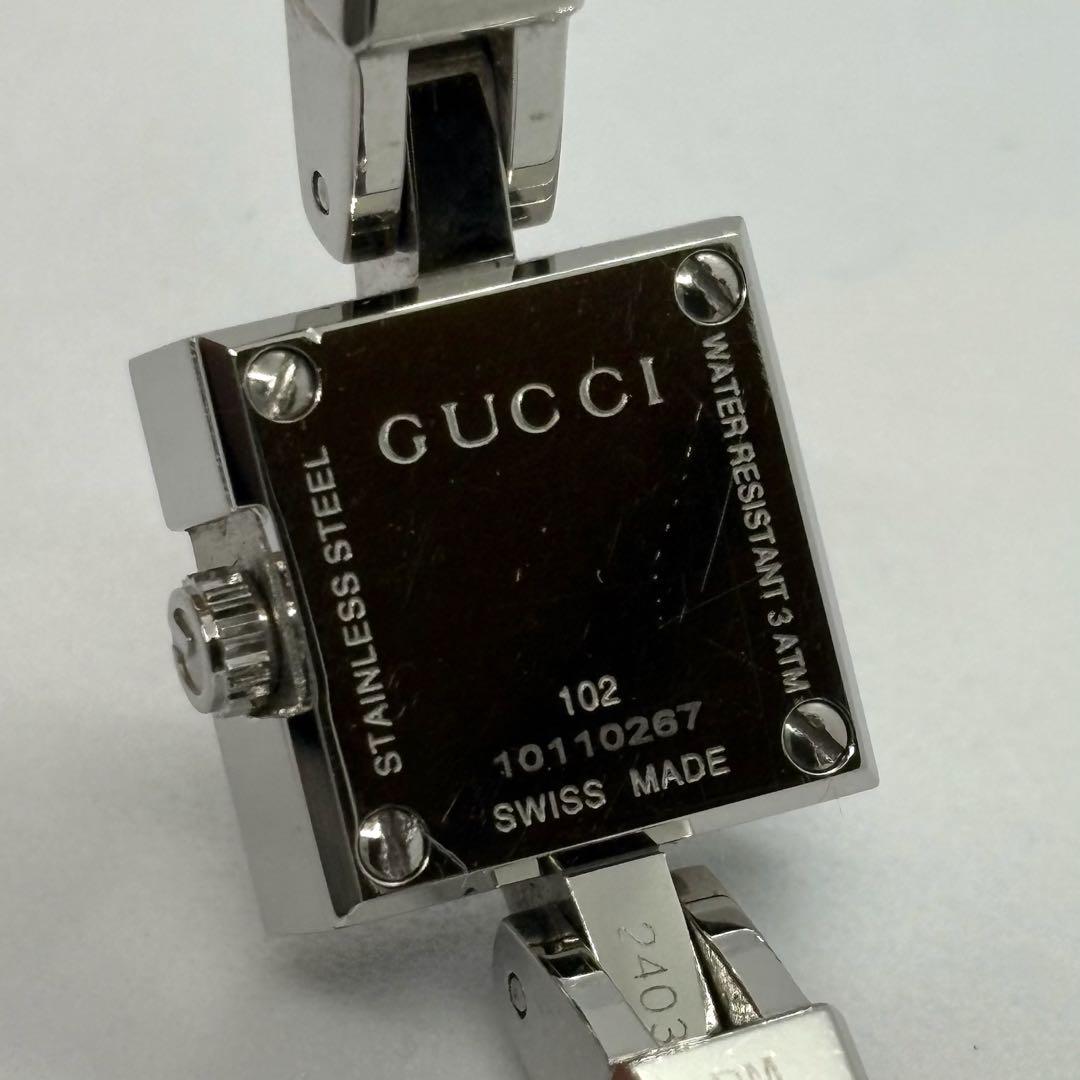 稼働/新品電池】GUCCI 102 バングルウォッチ Gスクエア ブラック