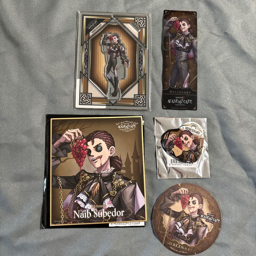 第五人格　バトラーズカフェ　アクスタ　缶バッジ　ナワーブ　傭兵　スイパラ　５点 公式スイーツパラダイス