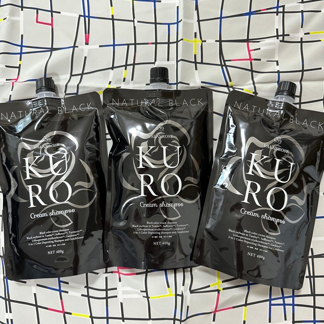 KURO Cream shampoo Natural Black 400g×3
