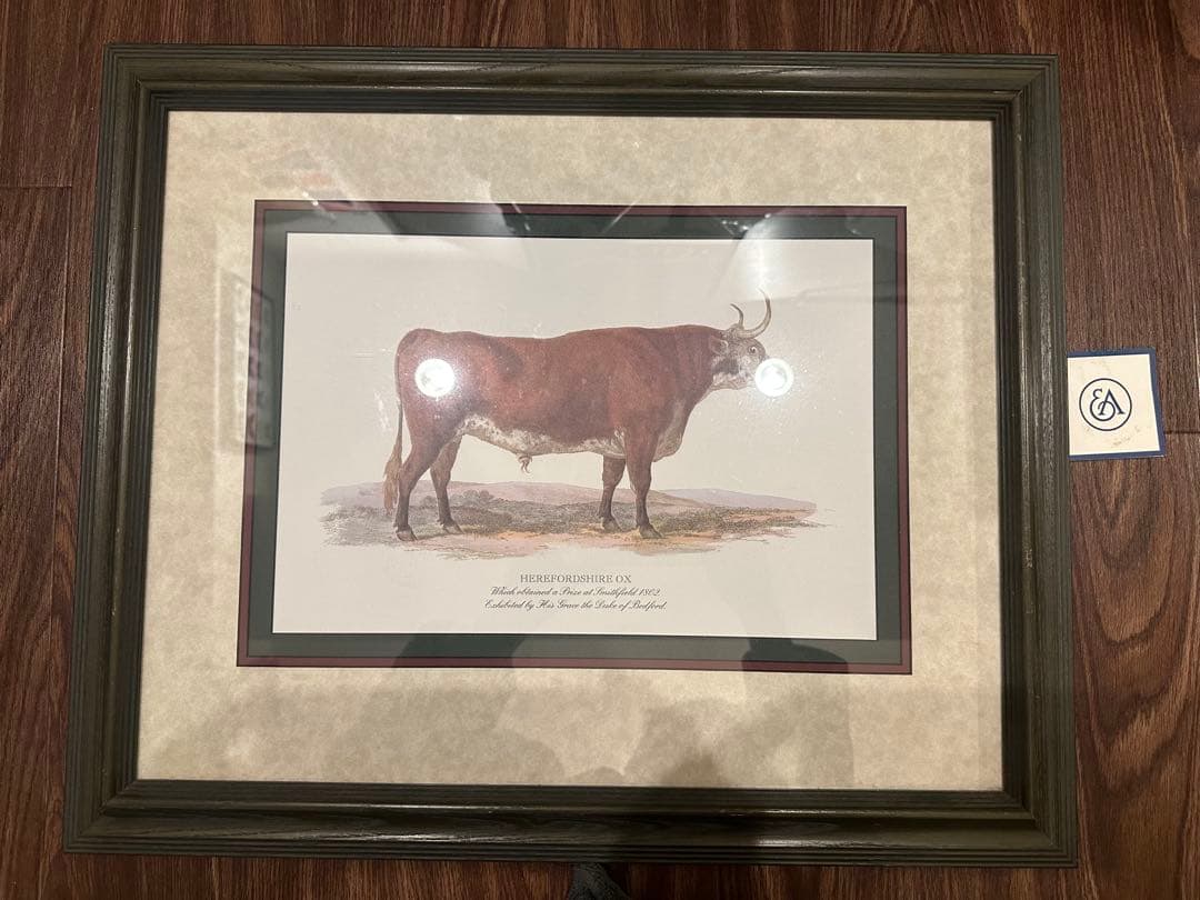 牛の絵　ETHAN ALLEN ロンドン　アンティーク風　ビンテージ