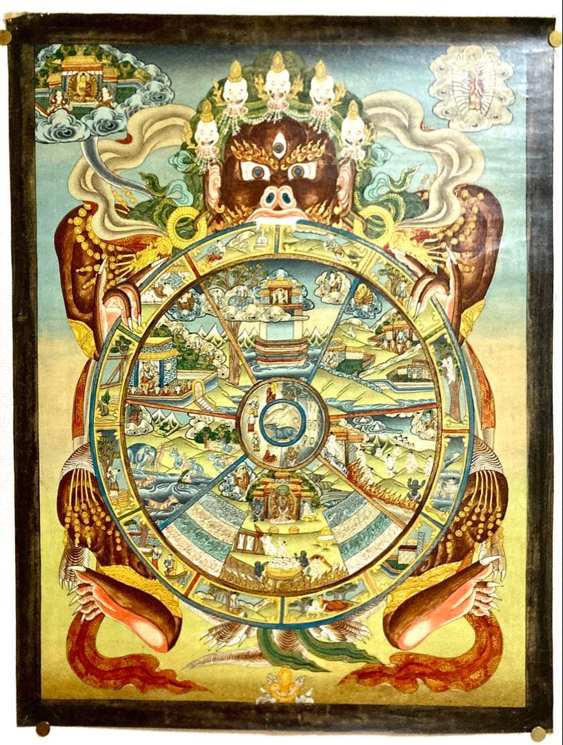 チベット　曼荼羅　マンダラ　仏画　(4) タンカ　掛軸　観音　菩薩　如来 送料無料 タンカ 仏画 マンダラ チベット 〔一点物・美術館収蔵品級