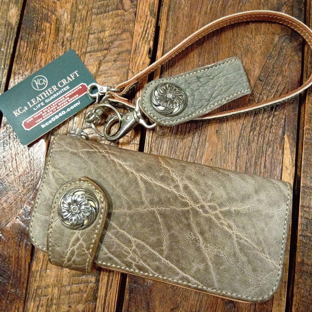 ケイシイズ　ライダースウォレット　エレファントレザー KC,s（ケイシイズ） 長財布 メンズ 象革×牛革 送料無料 アリゾナ