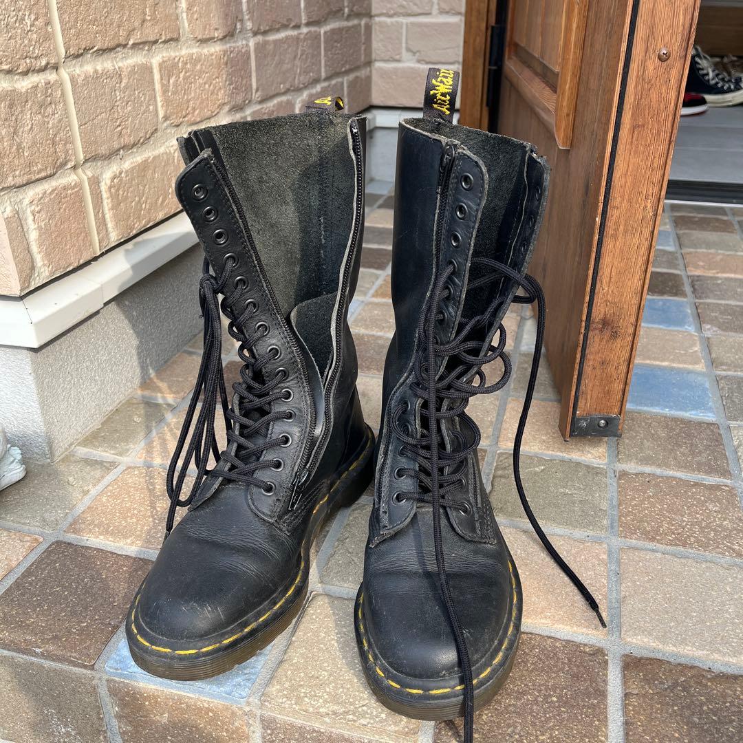 14ホール Dr. Martens ブラックレザー ロングブーツ