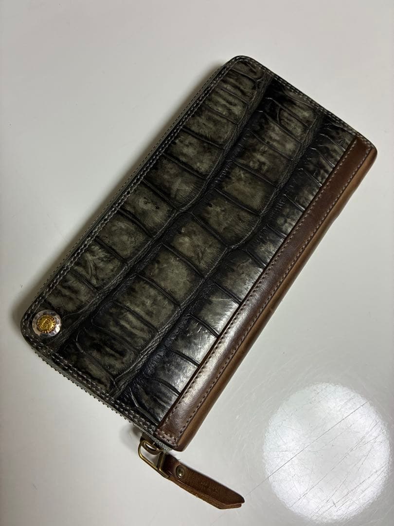 本日中値下moto FW1 墨染クロコ × イタリアンバケッタ ロングウォレット