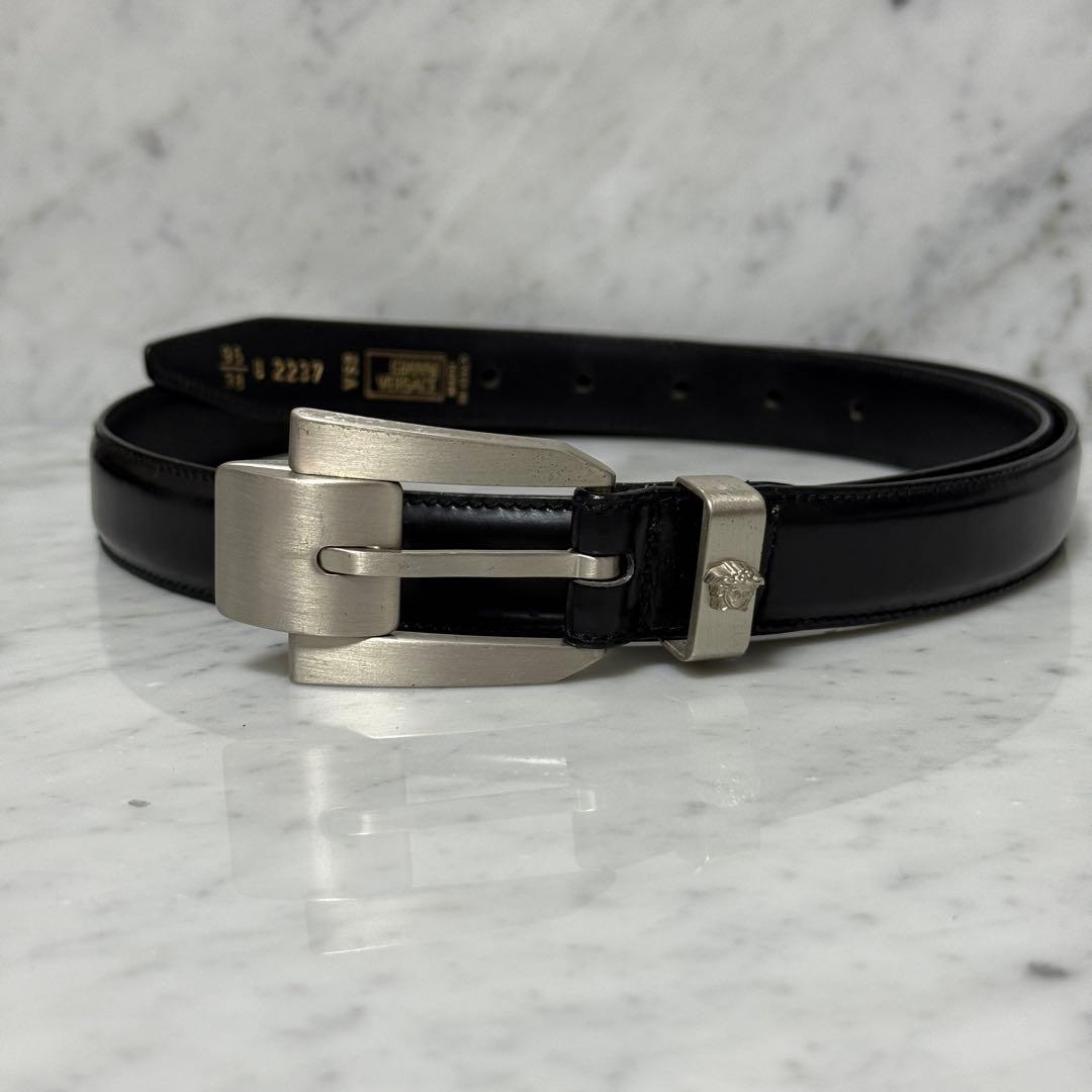 イタリア製 VERSACE ヴェルサーチ メデューサ ベルト ブラック 本革 銀