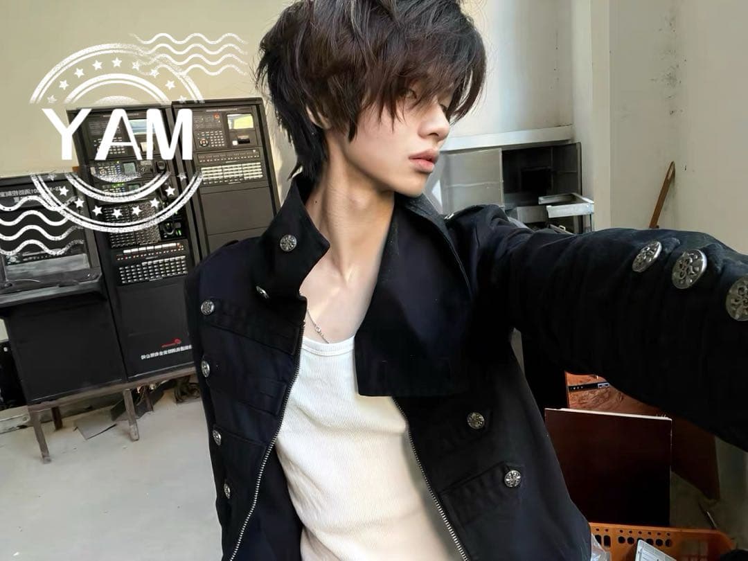 Imdelusion ナポレオンジャケット スリムライダースジャケット Y2K