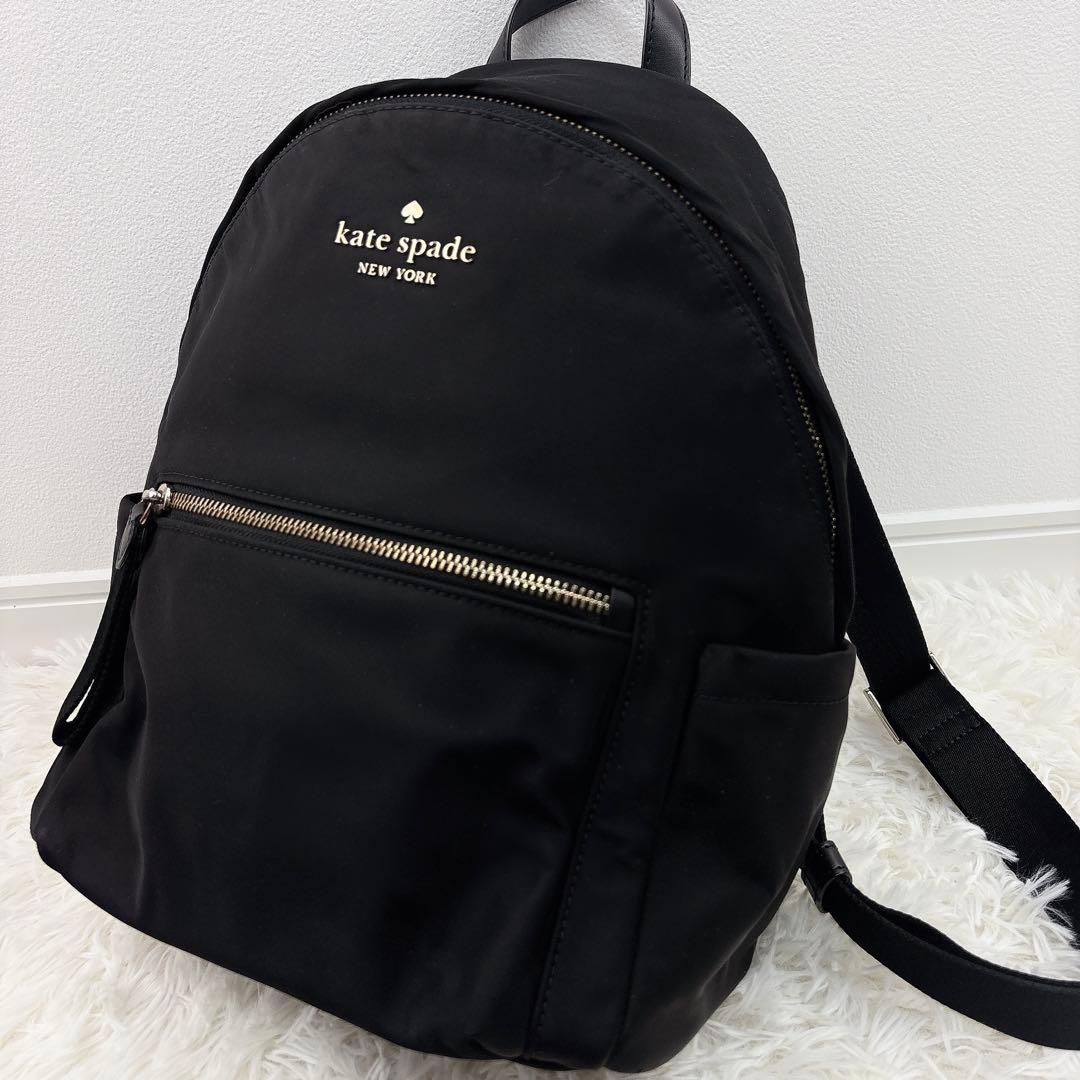 美品✨kate spadeケイトスペード チェルシー黒リュック ナイロン×レザー ケイトスペードニューヨーク kate spade new york Kate spade ケイト