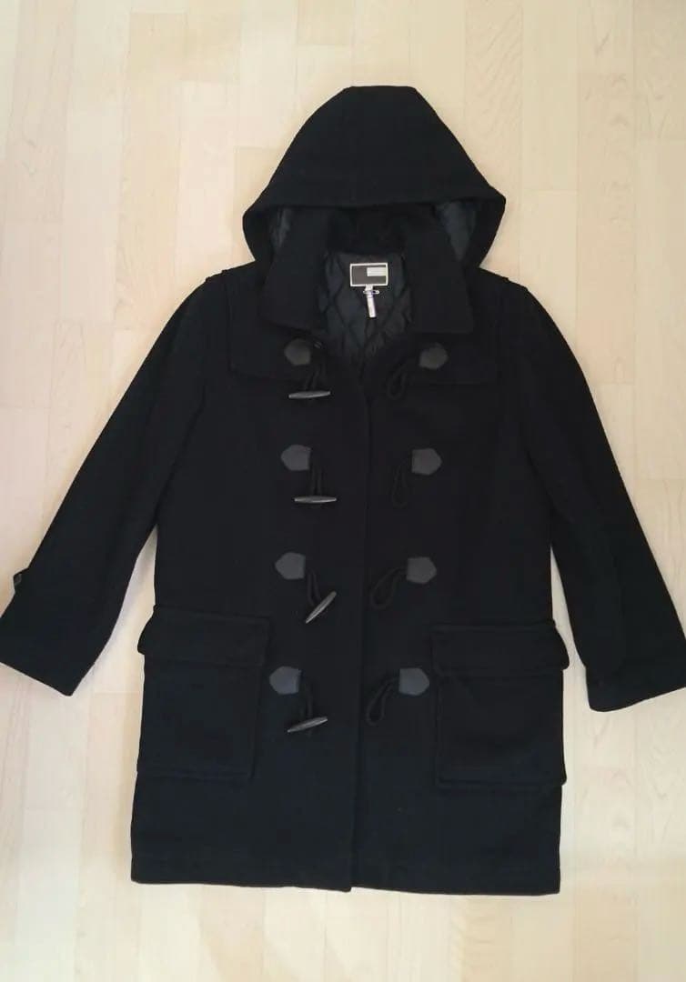 【美品】 上質ウール90%　やわらか軽量　カンコー ダッフルコート 紺　フード