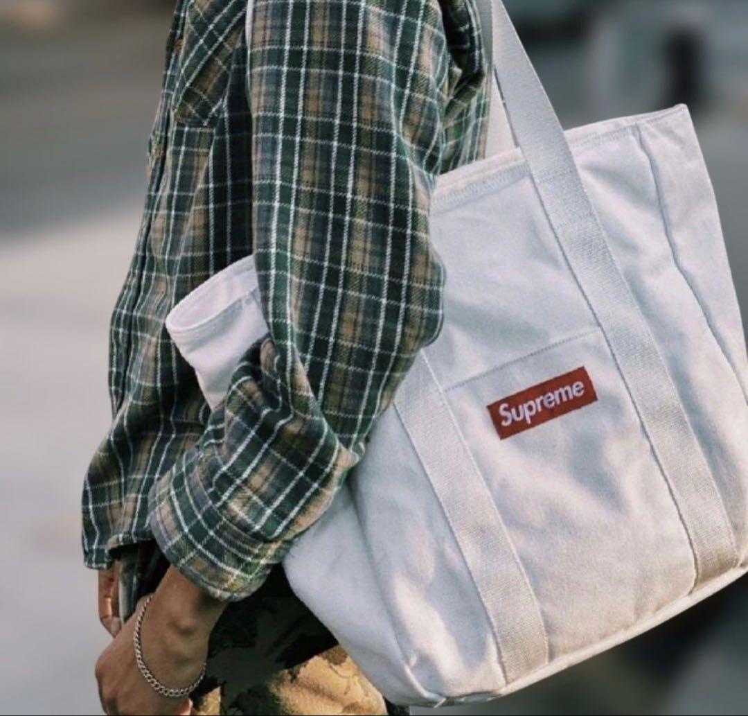 Supreme ホワイト トートバッグキャンバス　ボックスロゴ 正規品