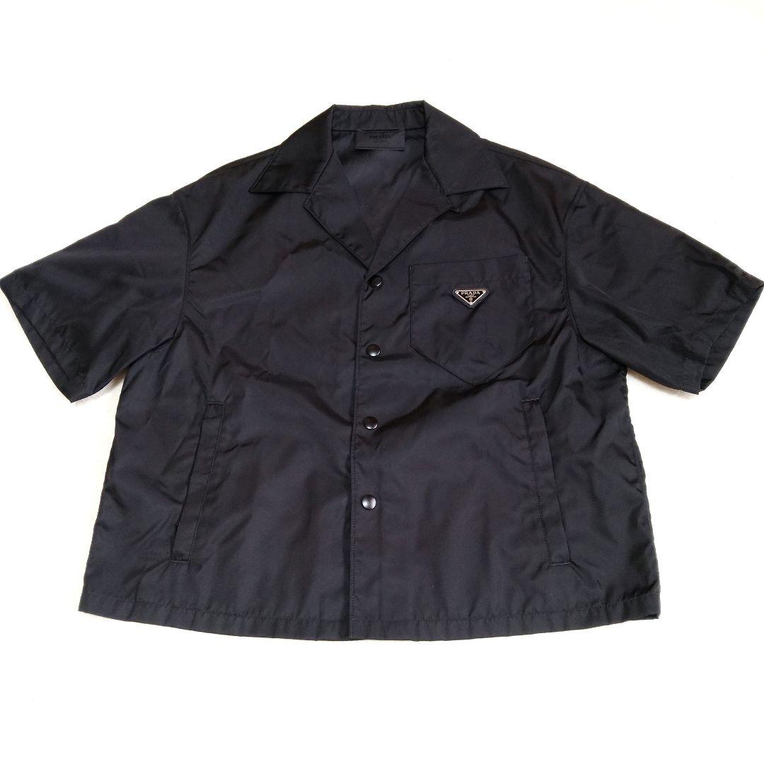 PRADA プラダ 22ss ナイロン 半袖シャツ 三角ロゴ ブラック S