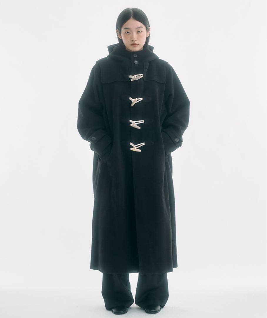 FEKETE フード付き　ブラック ダッフルコート Sサイズ