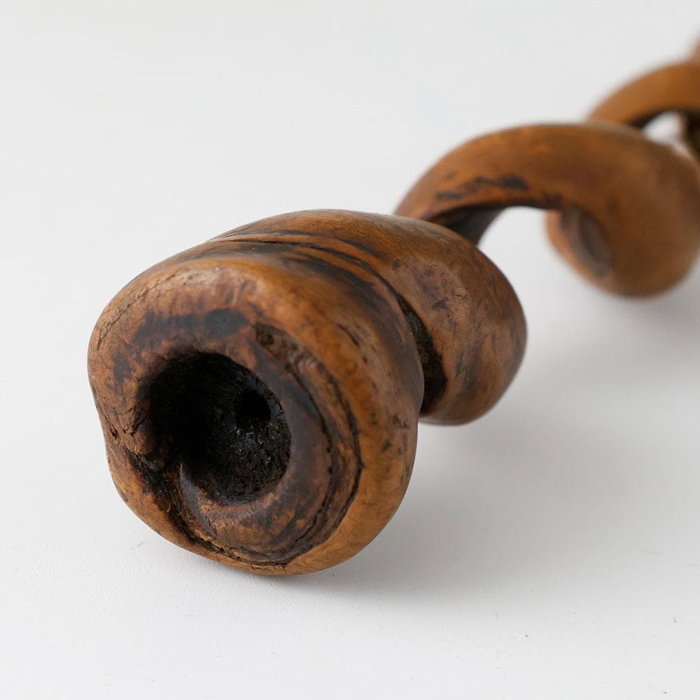 時代 提げ物 塊木瘤木 煙草入れ 螺旋捻り上げ煙管筒 龍図七宝緒締 煙管