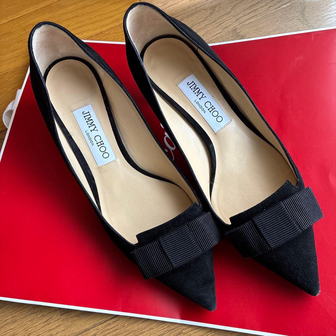JIMMY CHOO 黒 スエード ポインテッドトゥパンプス