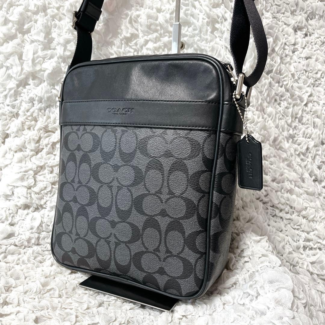 美品✨COACH コーチ シグネチャー フライトバッグ クロスボディ 斜め掛け COACH（コーチ） ショルダーバッグ メンズ レディース シグネチャー