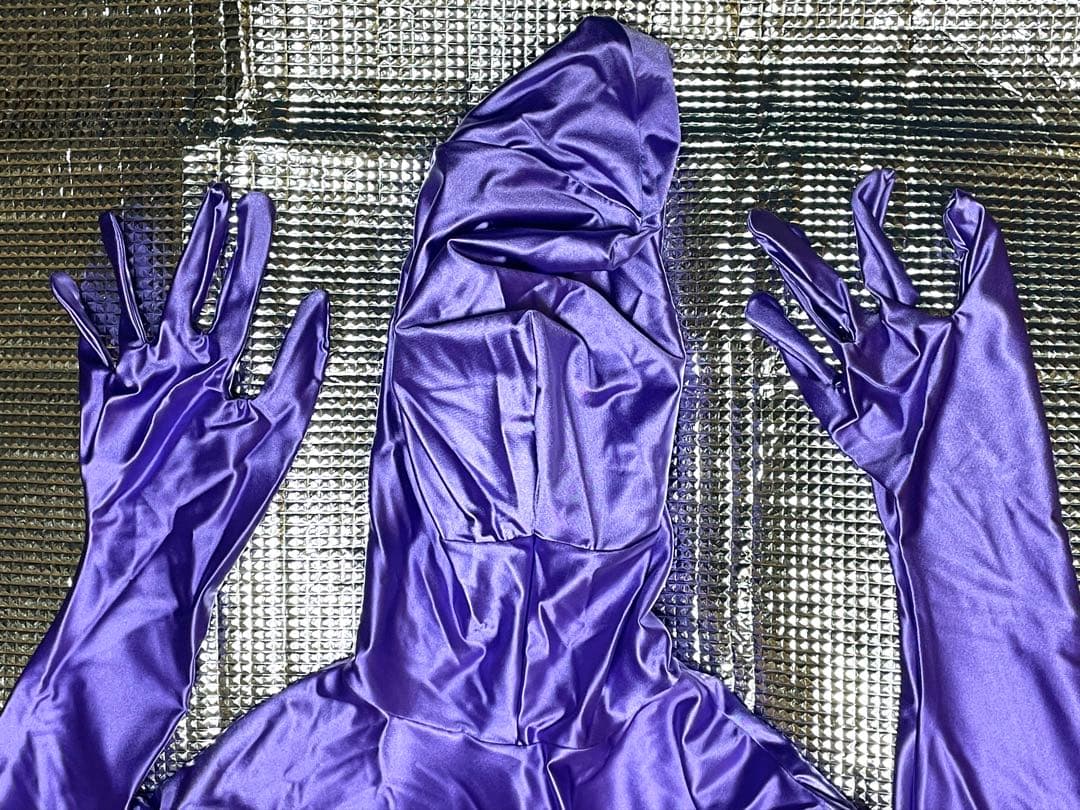 【新品】 全身タイツ 光沢 ツルスベ ゼンタイ 紫 Mサイズ ZENTAI