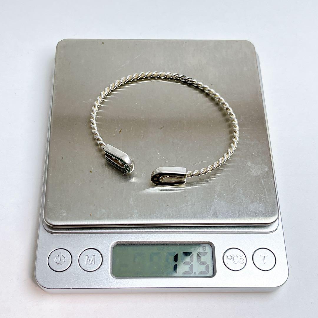 グッチ ヴィンテージ ツイスト ホースシュー バングル グリーン 925