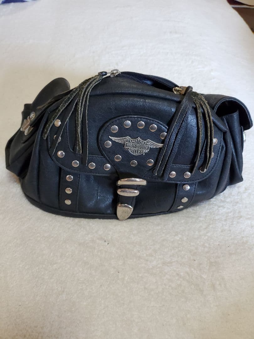 【希少】Harley Davidson ボディバッグ 黒 レザーウエストバック