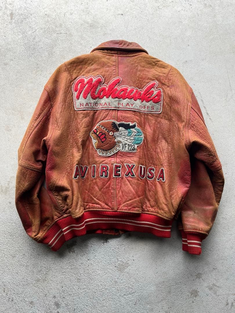 90s AVIREX レザースタジャン MLBナショナルリーグプレーオフワッペン 中古・古着通販】AVIREX (アヴィレックス) MLB (エムエルビー