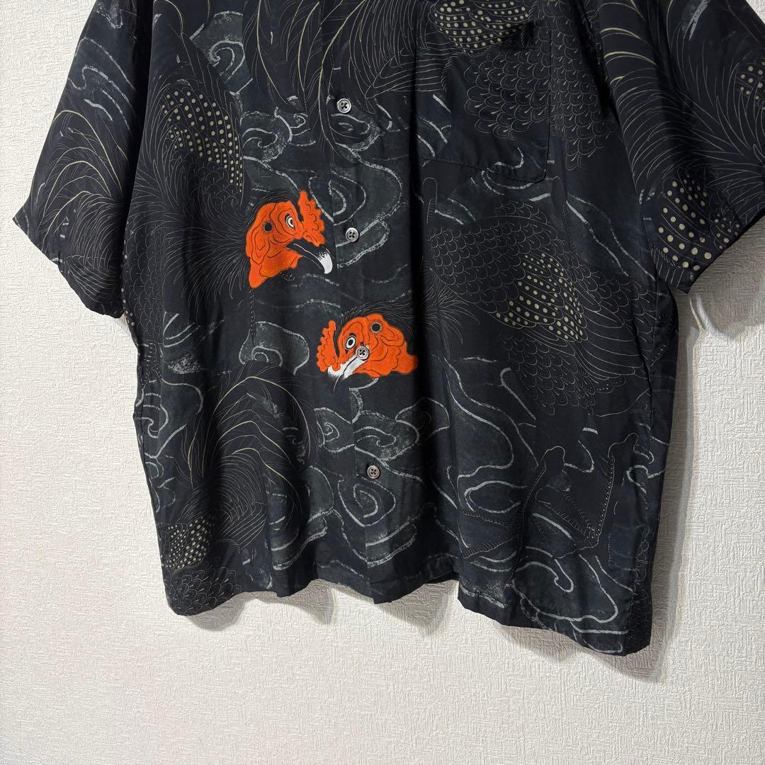 GAKKIN × BUDSPOOL 渦軍鶏 ハワイアン アロハシャツ ブラック - メルカリ