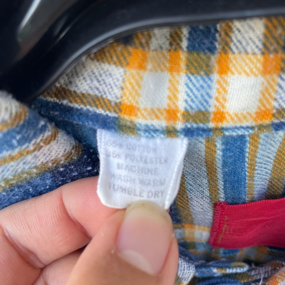 70s sears PERMA-PREST プリントネルシャツ 好配色 青系 - メルカリ