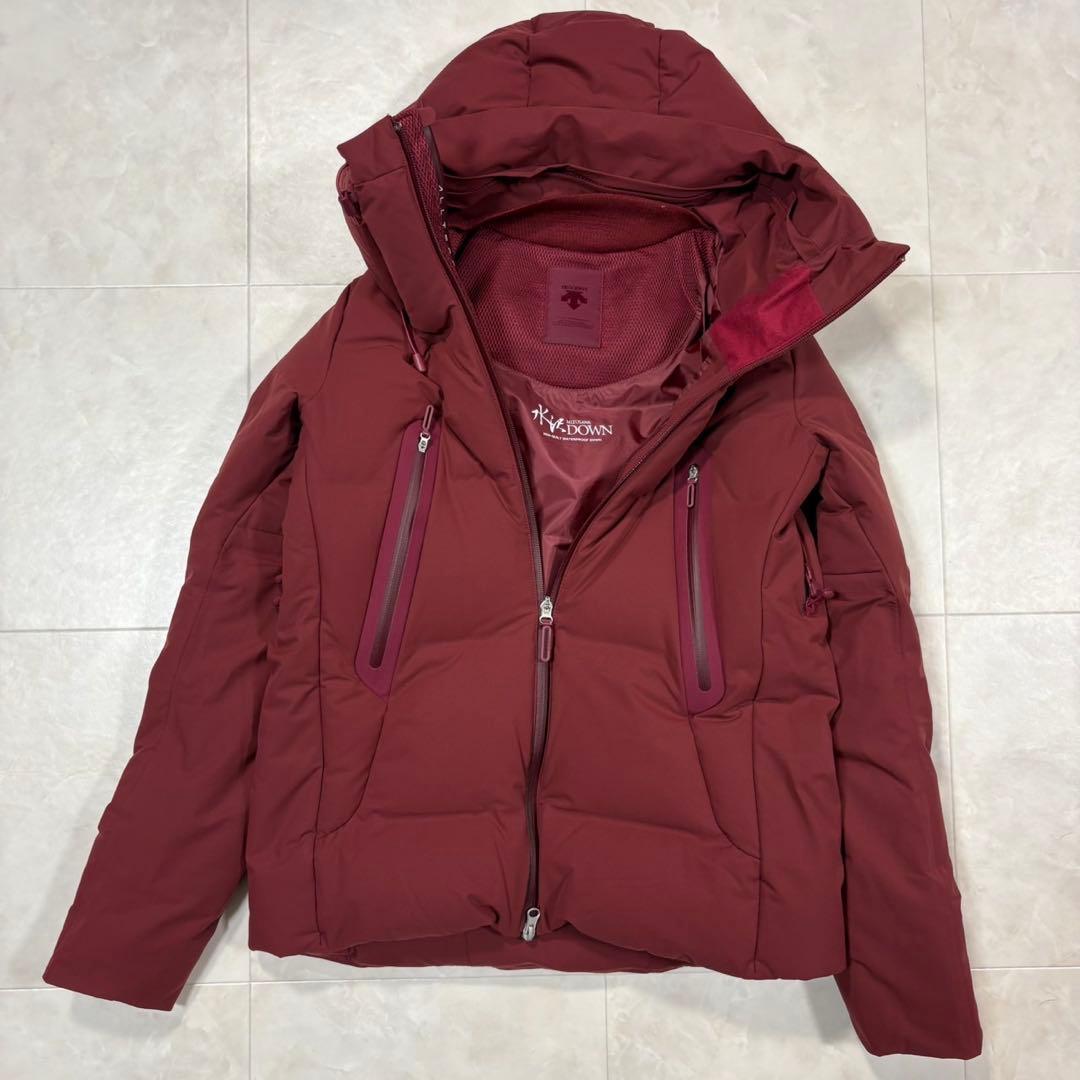 ☆水沢ダウン デサント オルテライン ダウンジャケット レディース ボルドー 極美品】 別注 デサントオルテライン マウンテニア 水沢ダウン