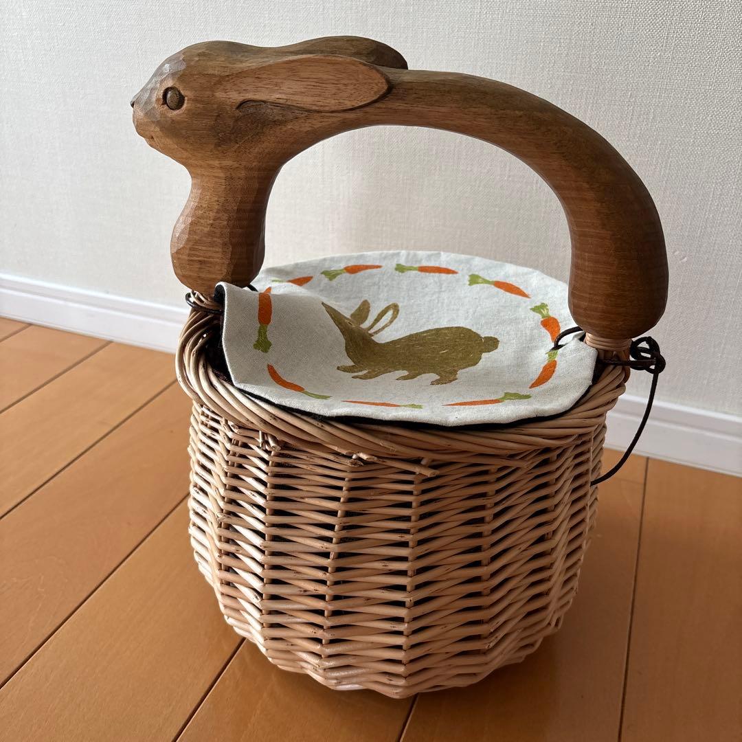 KIYATA 木工アート　うさぎハンドル　バスケット