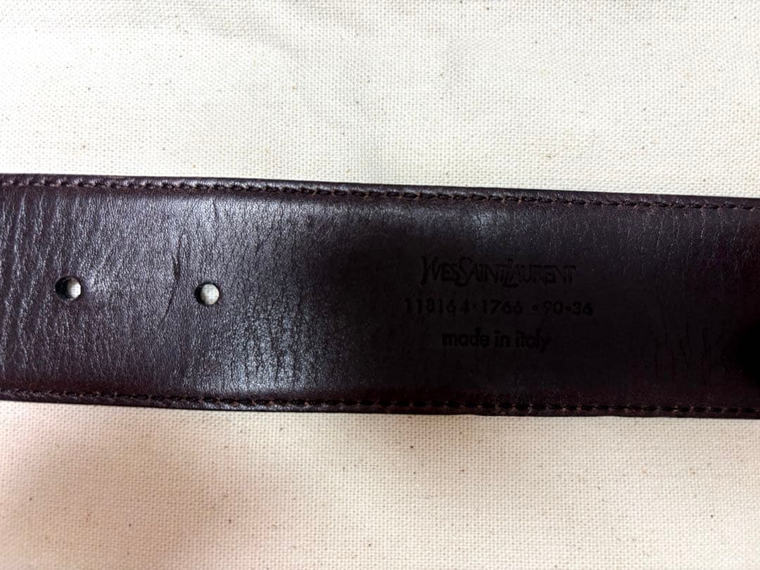 イヴサンローラン ベルト アンティーク加工ロゴ YSL リバーシブル(黒