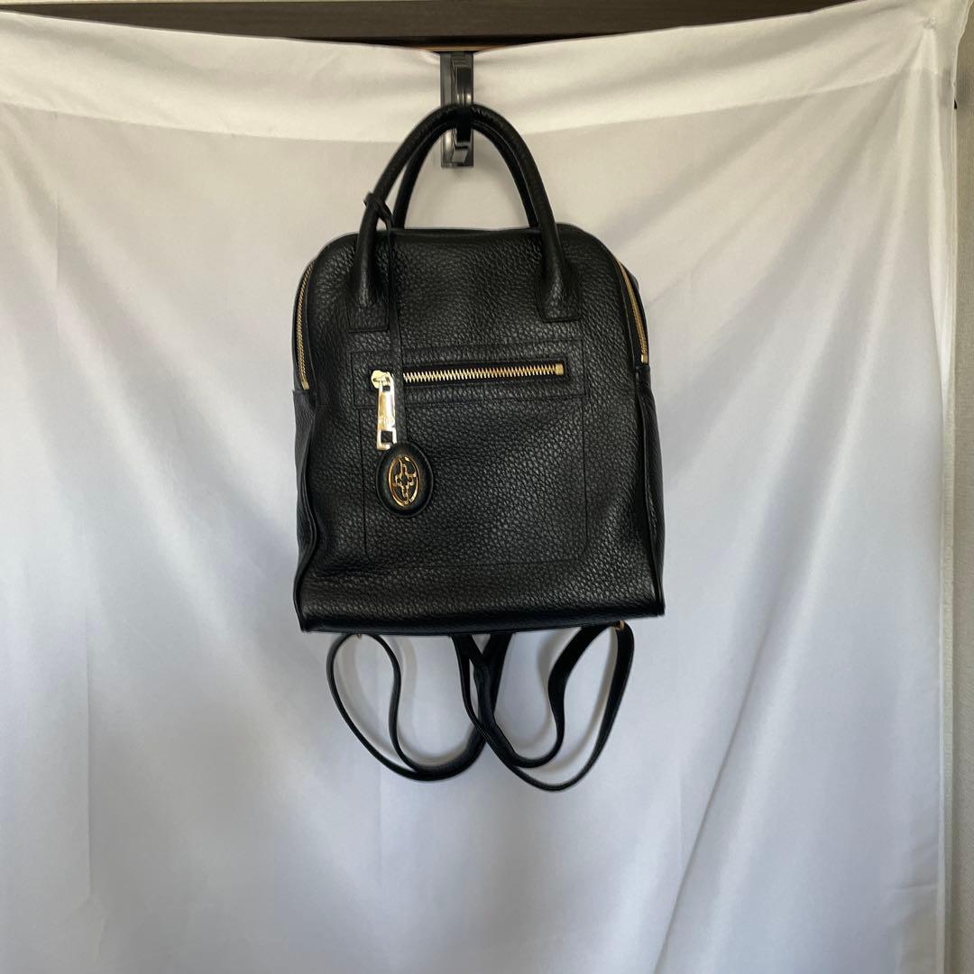 美品 濱野皮革工藝 フィオーレ ミニヨン 2WAYリュック ブラック 黒