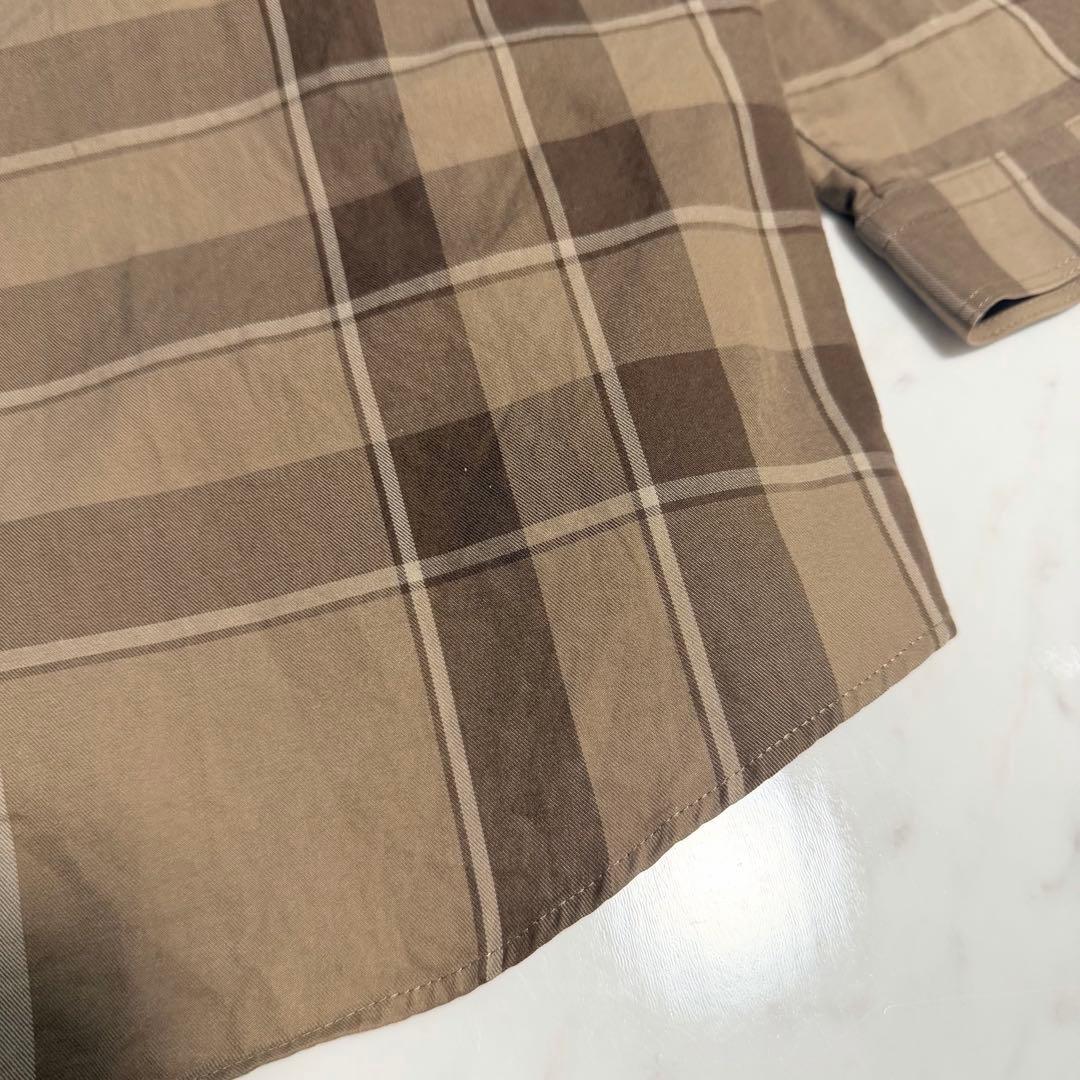 美品】バーバリーロンドン メガチェック柄 長袖 シャツ 46 大きいサイズ 茶