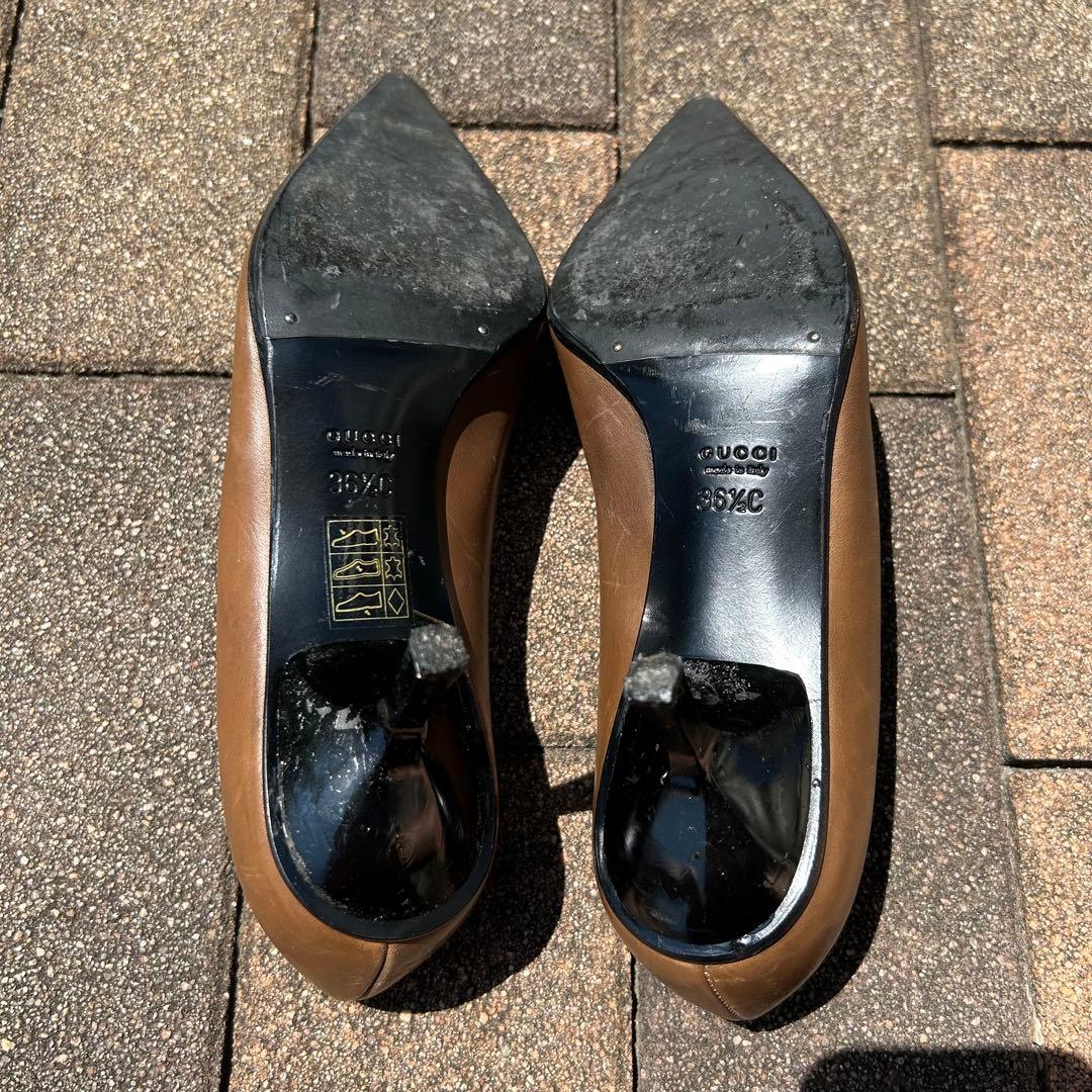 GUCCI ブラウン ポインテッドトゥ ヒール 23.5cm