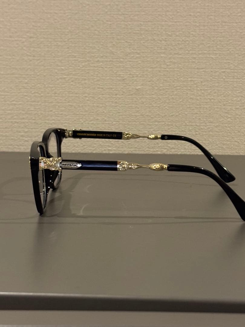 装飾ゴールド伊達メガネ クロムハーツ好きに是非！ メガネ サングラス