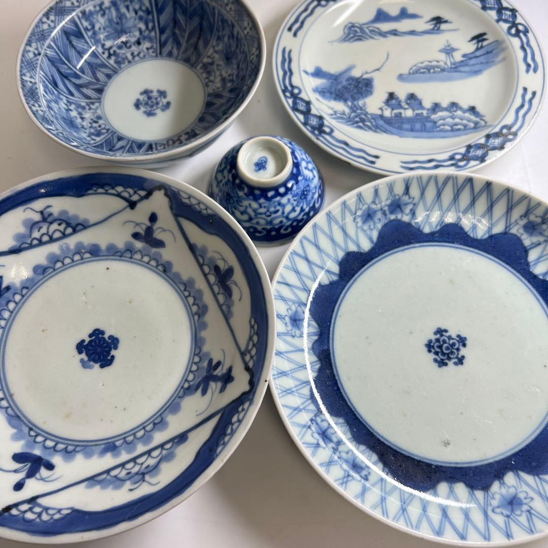 古伊万里　染付上手中皿5枚　東Y8-0106①タカチ 古伊万里染付5枚皿 大皿 antique art nozomi 通販 18214478｜Creema