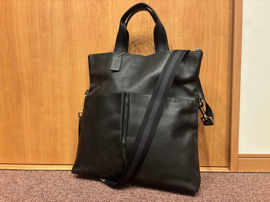 COACH コーチ　レザー2waxトートバック　ビジネスバック　黒　1