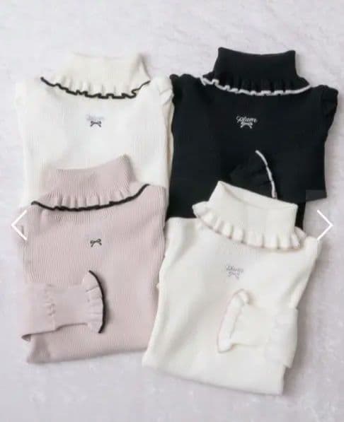 フリルリボン刺繍ハイネックニット　pium 新品タグ付き　pink