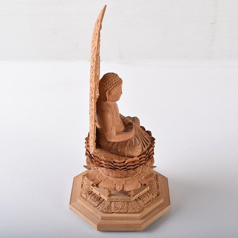 総白檀 天然ダイヤモンド白毫 阿弥陀如来像 美術目録・桐箱付 D R8425B