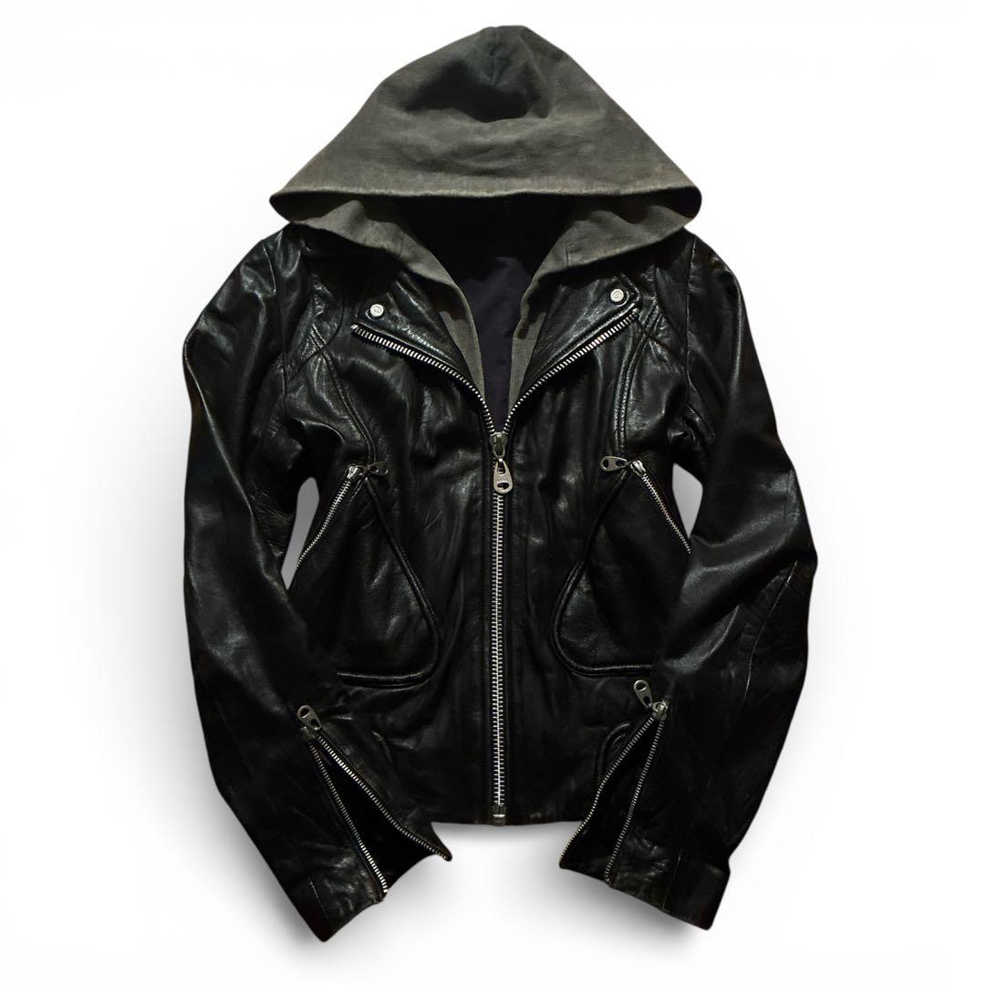 archive leather hoodie y2k お兄系 ekam lgb 00's archive LGB レザー フーディー ダークウェア y2k - メルカリ