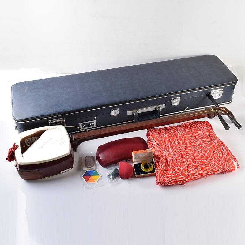 和楽器　弦楽器　菊忍　唐木紫檀棹　三味線　PAT.J刻印　M　R8103B 地唄三味線（特上・紫檀）セット（C）充実のフルセット！ : 和楽器市場