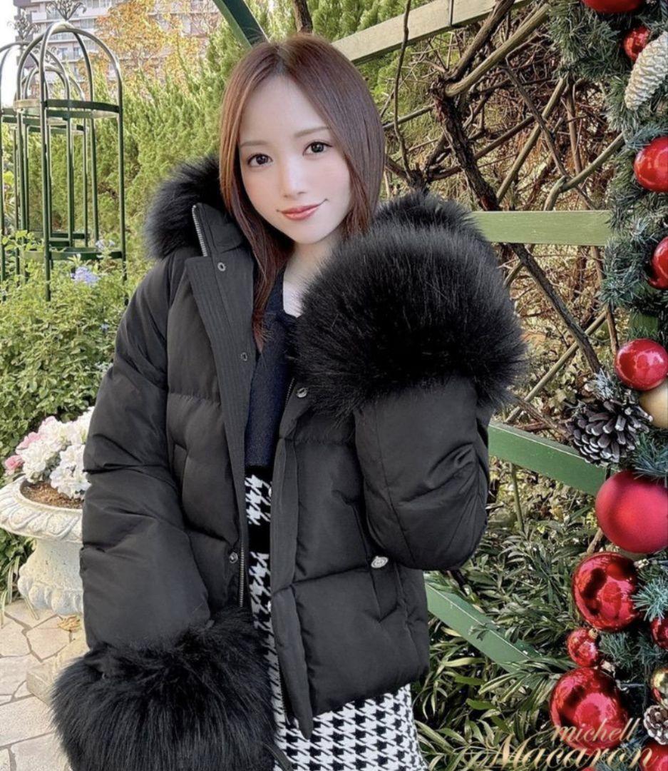 リーママ様専用 新品 ミシェルマカロン ファーショートダウン ブラック