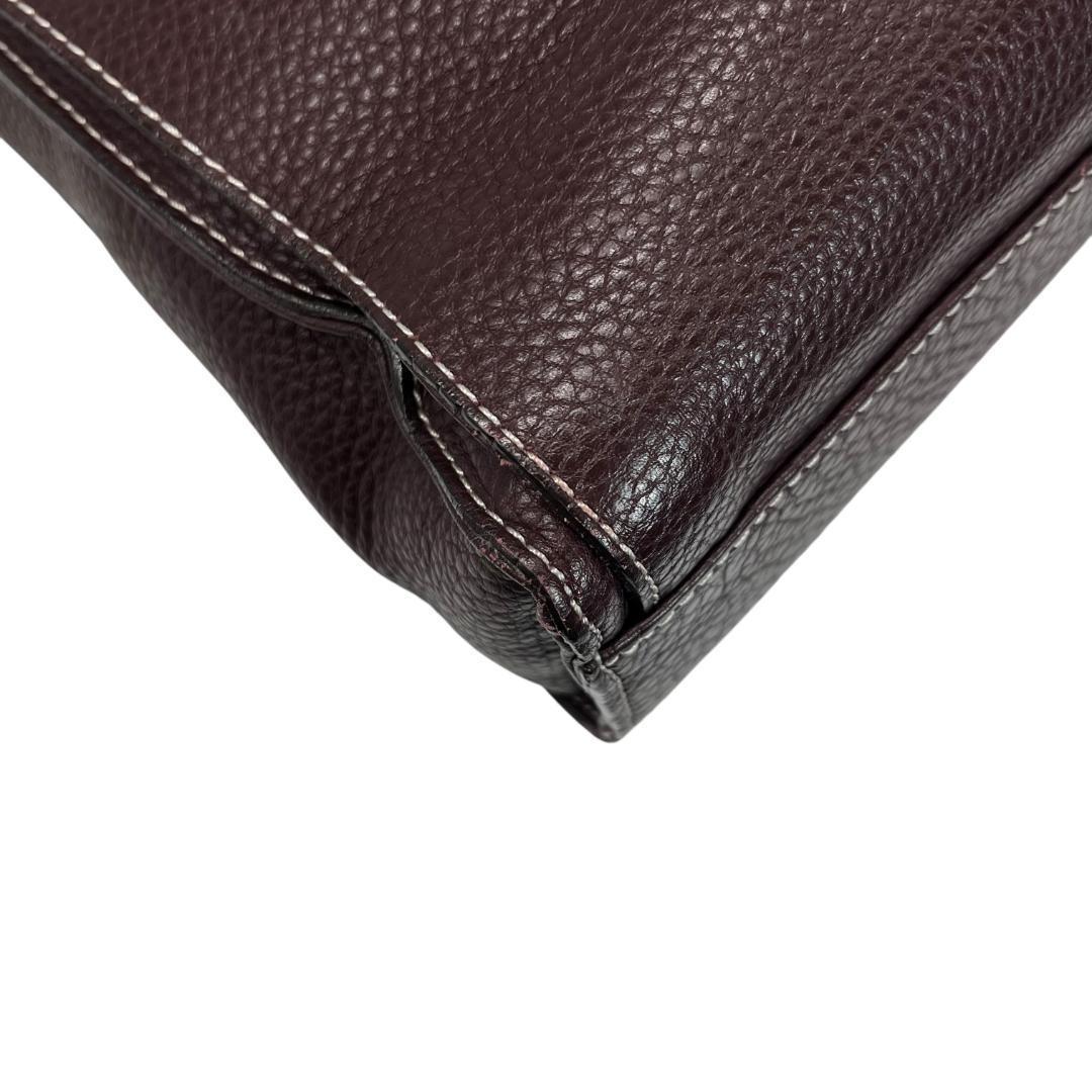 美品ソメスサドル シボ革ショルダーバッグ 斜め掛け A4 ボルドー B0842