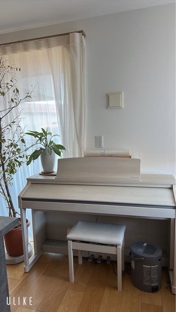 ホワイト 電子ピアノ 椅子付き