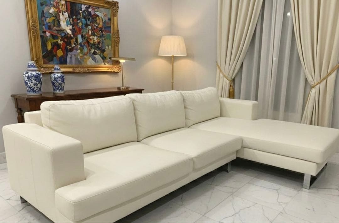 【美品】LOWYA ロウヤ　4人掛けソファ　カウチソファ　L字ソファ