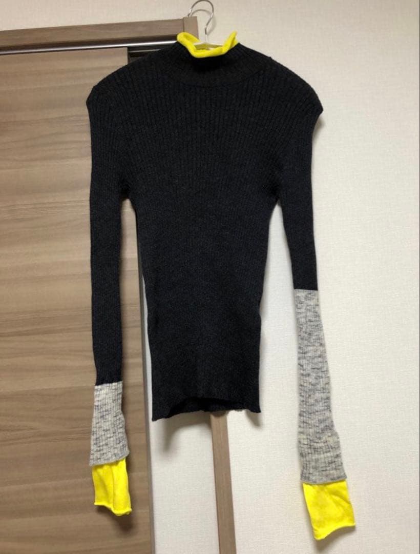 美品】エンフォルド キャッシュタッチハイネックリブバイカラー enfold