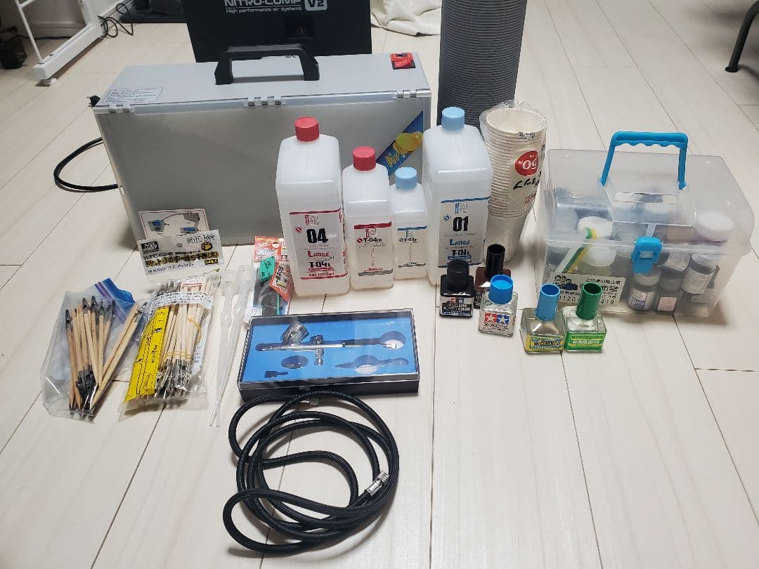 【美品】塗装一式まとめ売り PROFIX NITRO-COMP V2等 PROFIX エアブラシ NITRO-COMP V2 3Lタンク付きモデル エアー